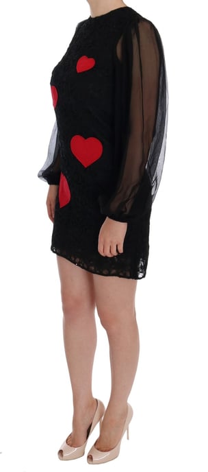 Dolce & Gabbana Black Lace Red Heart Shift Dress - Image 2