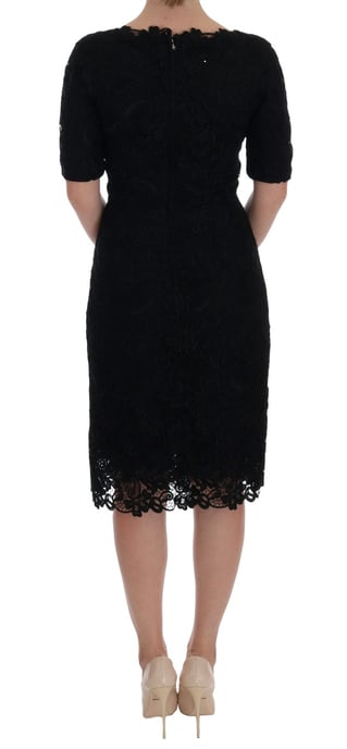 Dolce & Gabbana Svart Blommig Ricamo Klänning - Image 3