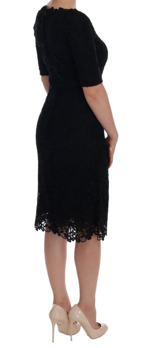 Dolce & Gabbana Svart Blommig Ricamo Klänning - Image 4