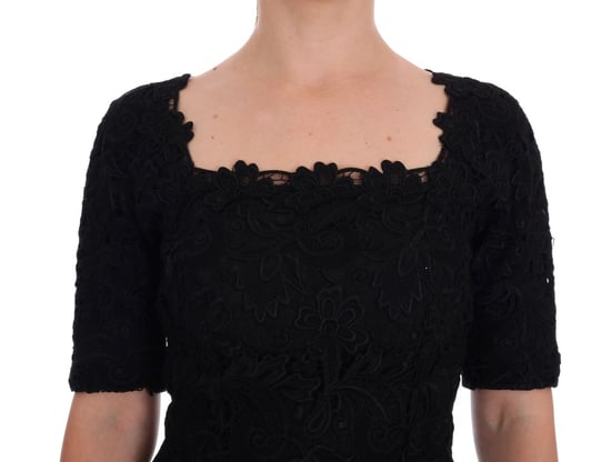 Dolce & Gabbana Svart Blommig Ricamo Klänning - Image 5