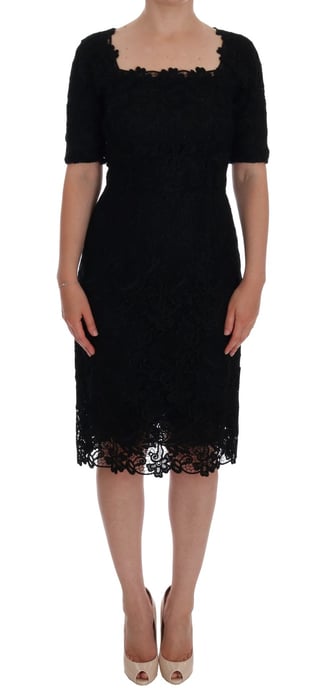 Dolce & Gabbana Svart Blommig Ricamo Klänning - Image 1