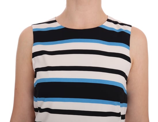 Dolce & Gabbana Blue White Striped Silk Stretch Shift Dress - Image 4