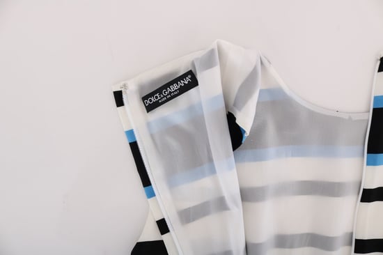 Dolce & Gabbana Blue White Striped Silk Stretch Shift Dress - Image 5