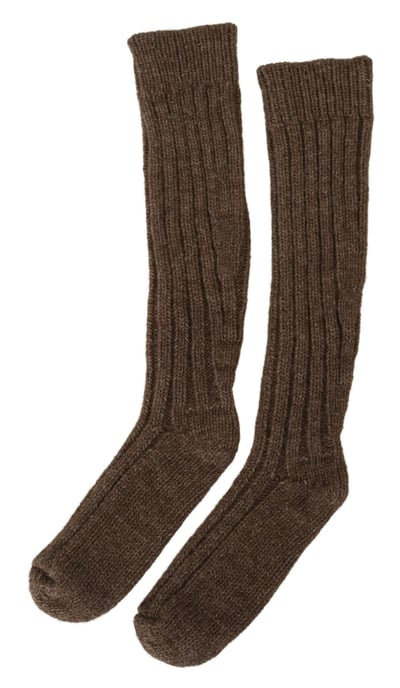 Dolce & Gabbana Chic Brun Ullblandning Höga Strumpor för Kvinnor - Image 3