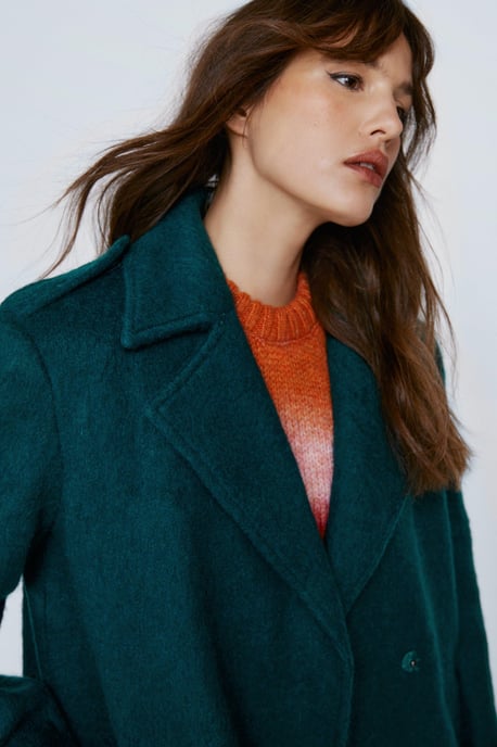 Premium Epaulet Detail Oversized Wool Blend Coat