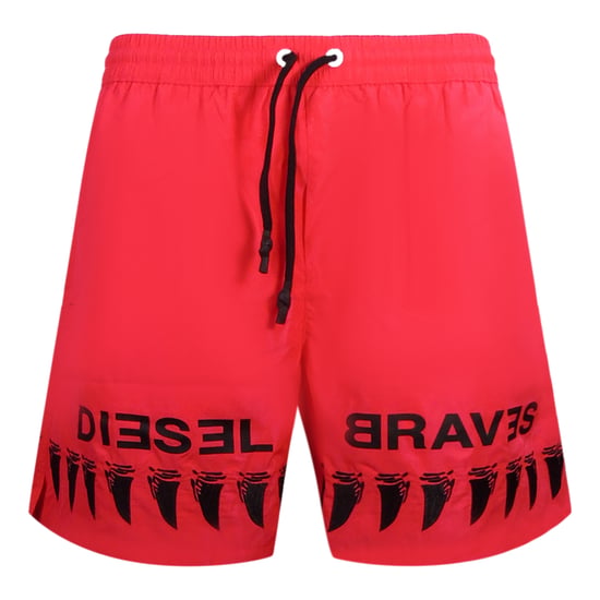 Diesel Shark Tooth Design Brave Red Swim Shorts - Image 1