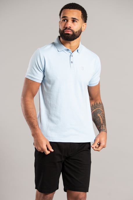Light Blue Short Sleeve Cotton-Rich Polo Shirt
