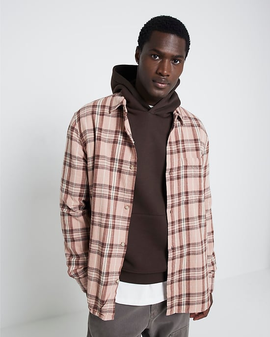 River Island Mens Shirt Pink Regular Fit Flannel Check