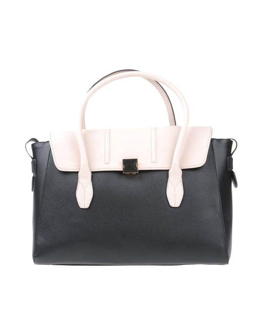Nenette Black Two Tone Faux Leather Doctor's Bag