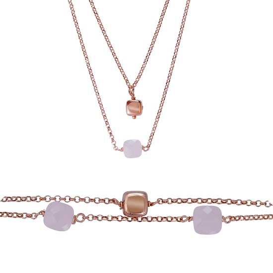 Orphelia 'Joelle' Women's 925 Sterling Silver Set: Bracelet + Necklace - Rose SET-7432 - Image 1