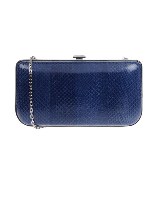 Rodo Dark Blue Leather Framed Clutch