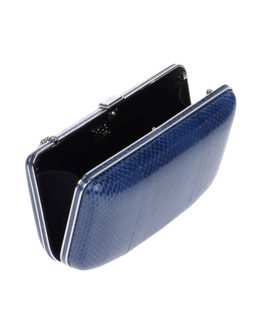 Rodo Dark Blue Leather Framed Clutch