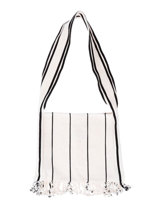 Pearl & Caviar Ivory Cotton Canvas Shopper Bag