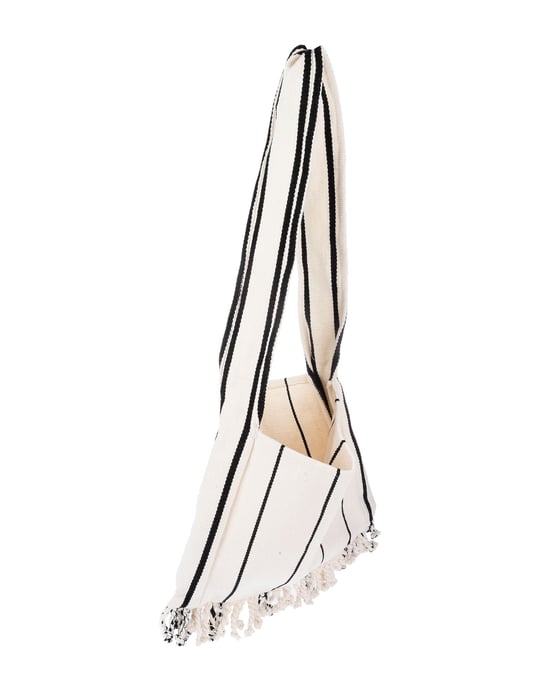 Pearl & Caviar Ivory Cotton Canvas Shopper Bag