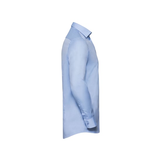 Russell Mens Contrast Herringbone Stitch Tailored Long-Sleeved Formal Shirt (Light Blue/Mid Blue/Bright Navy) - Image 3