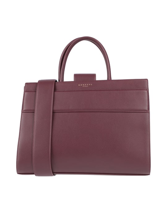 Nenette Maroon Faux Leather Top Handle Bag