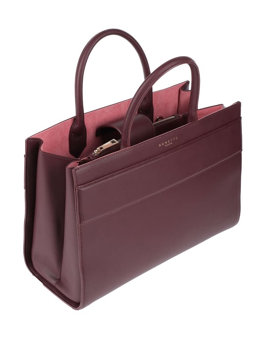 Nenette Maroon Faux Leather Top Handle Bag