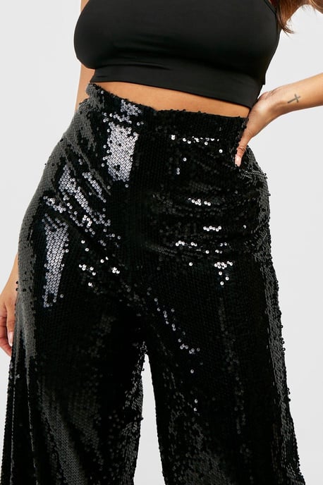 Plus Sequin Wide Leg Trousers