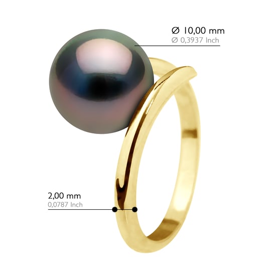 Ring - Yellow Gold - Real Cultured Tahiti Pearl Round 10-11 mm - Image 2