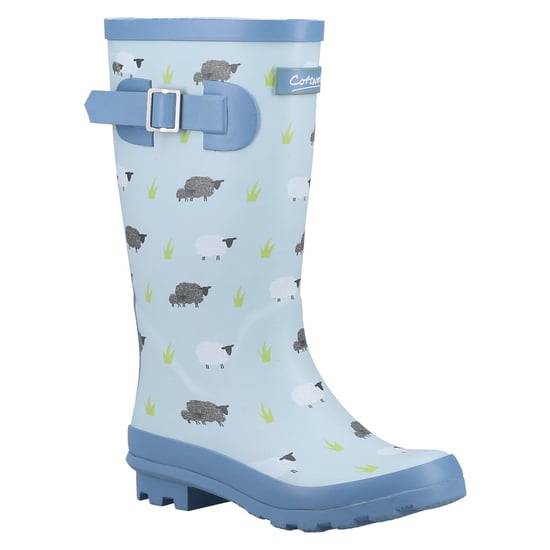 Cotswold Womens/Ladies Farmyard Sheep Wellington Boots (Blue)