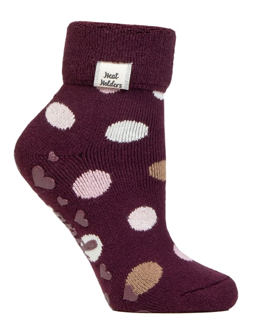Mysiga damstrumpor med vändbar mudd | värmehållare | varma fluffiga loungestrumpor för vintern - Cabernet Dots - Image 1