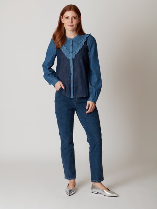 Kay Mixed Organic Cotton Chambray Blouse