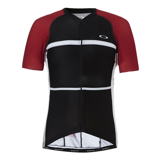 Oakley Short Sleeve Zip Up Black Red Mens Cycling T-Shirt 434144 465