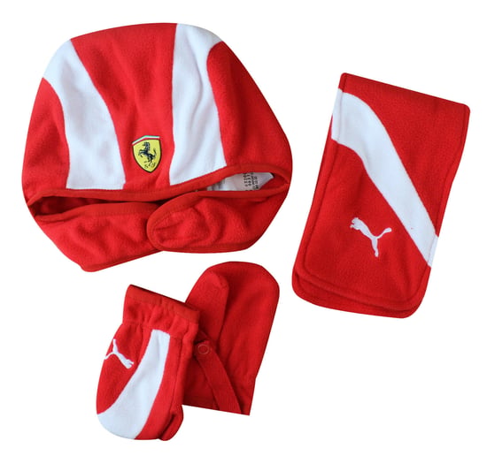 Puma Ferrari Mini Cats Rosso Corsa Mittens Scarf Hat Kids Set 761191 01 KB11