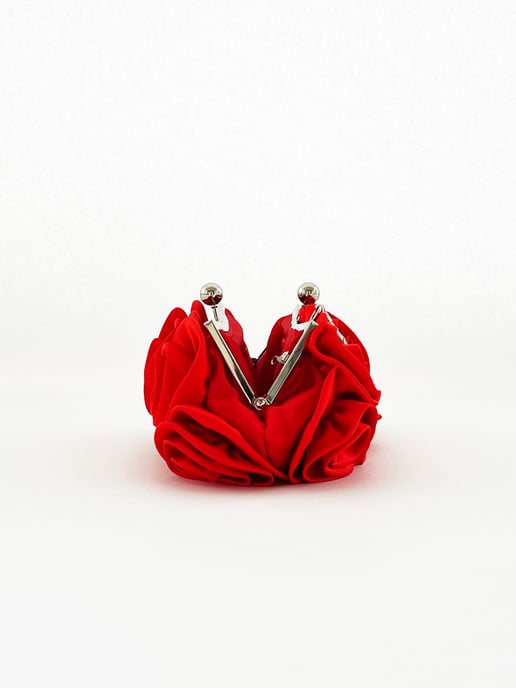 3D Rose Clutch Bag in Red