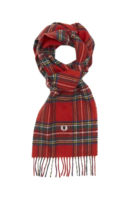 Fred Perry Royal Stewart Tartan Scarf Red - Image 1