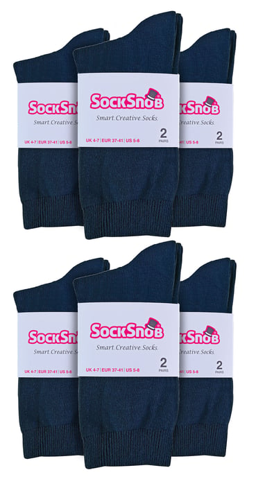 Vanliga bomullsstrumpor för damer | 12 par Multipack | Sock Snob | Tunna bekväma färgglada ankelstrumpor för damer - Marin - Image 2