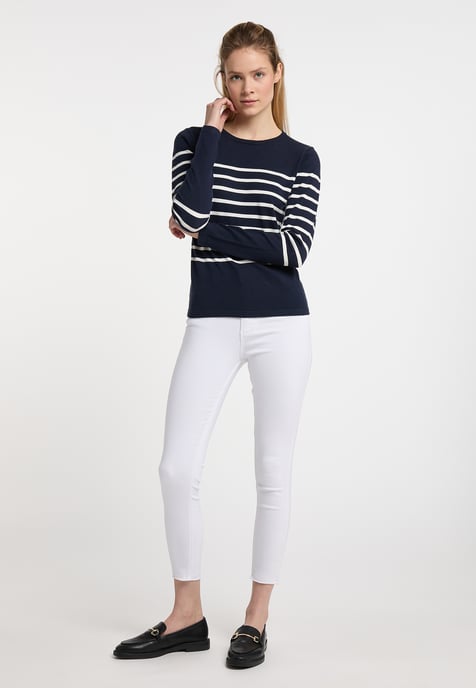 Dreimaster Knitted pullover women marine wool white - Image 4