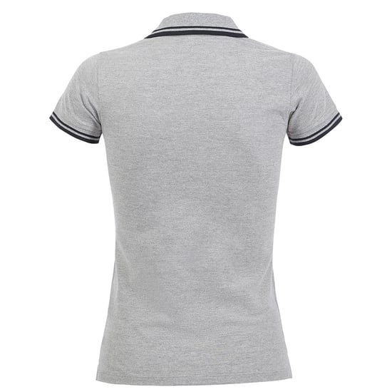 SOLS Dames/dames Pasadena getipt korte mouw Pique Polo Shirt (Heide Grijs/Navy) - Image 2