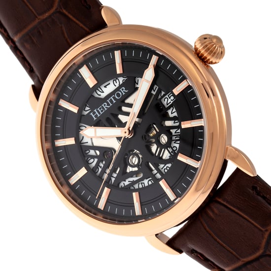 Heritor Automatische Mattias Leren Band Horloge met Datum - Image 3