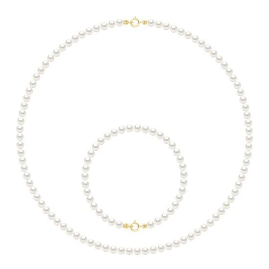 Set Necklace Bracelet is made up of : Necklace of Real Cultured Freshwater Pearls Round 4-5 mm