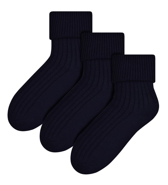 3 Pairs Womens Wool Bed Socks | Steven | Luxury Warm Lounge Sleep Socks - Black - Image 1