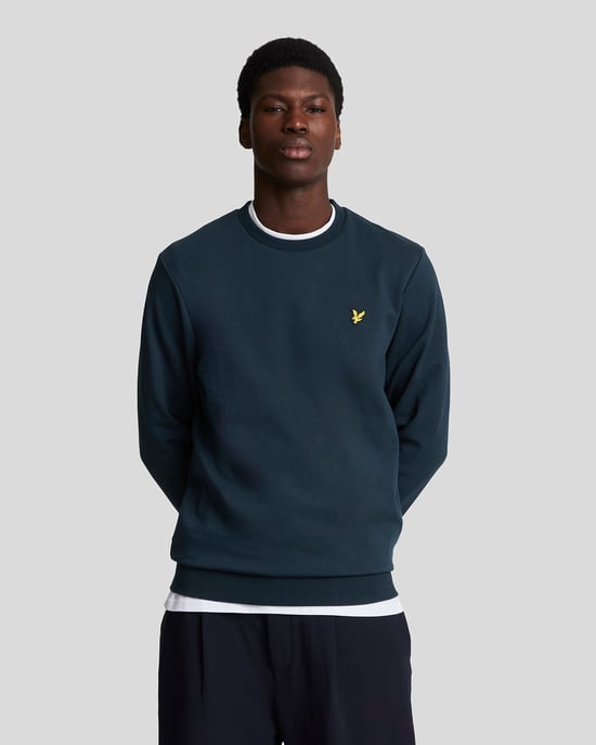 Interlock Crew Neck Sweatshirt för herrar i Navy - Image 1
