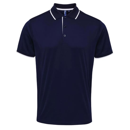 Premier Heren Coolchecker Contrast Pique Poloshirt (Marine / Wit) - Image 1