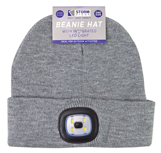 Led Beanie Mössa för Damer | Damstickad Uppladdningsbar Beanie Mössa | Vintermössa med pannlampa - Grå - Image 2