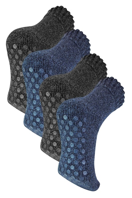 Sock Snob - 4 par varma tjocka strumpor i merinoull för herrar - Assorterade - Image 1