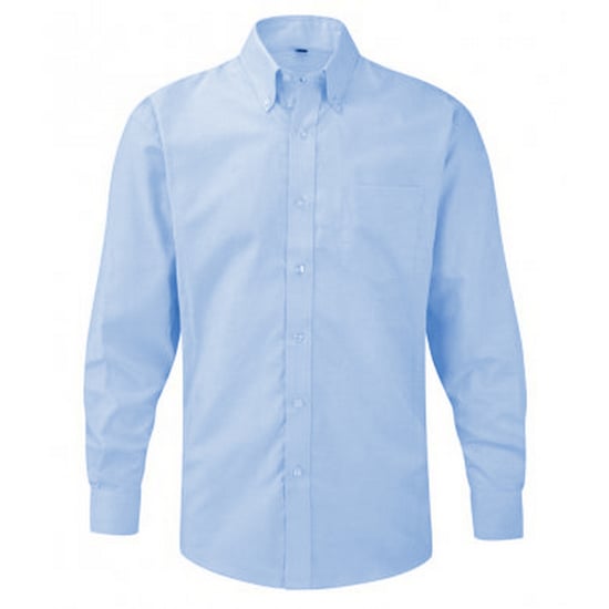 Russell Collection Mens Long Sleeve Easy Care Oxford Shirt (Oxford Blue) - Image 1