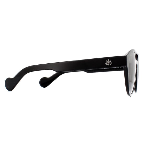 Moncler Round Unisex Shiny Black Smoke Sunglasses