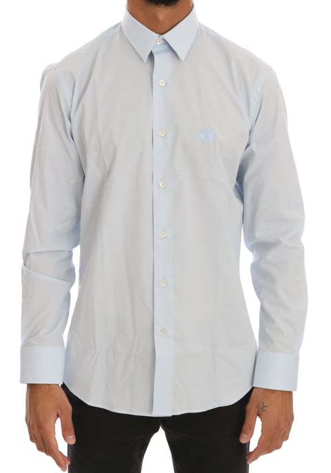Cavalli Light Blue Stretch Slim Fit Dress Shirt