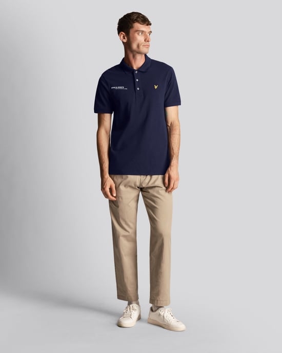Lyle & Scott men's polo shirt with Co-Ordinates print in navy blue
