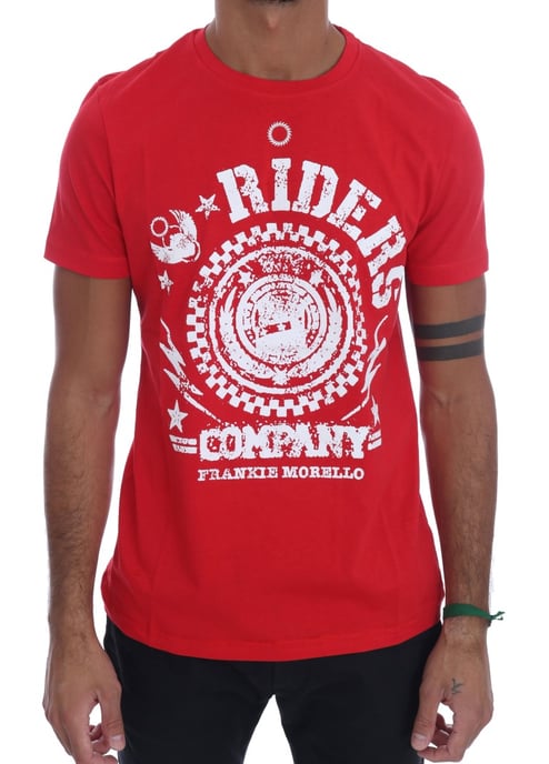 Frankie Morello Rode Katoenen RIDERS Crewneck T-Shirt - Image 1