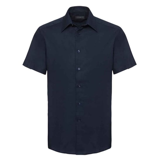 Russell Collection Heren Oxford Getailleerde Overhemd met Korte Mouwen (Heldere marine) - Image 1