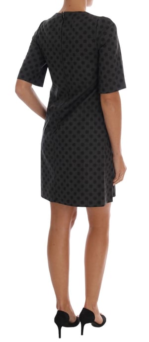 Dolce & Gabbana Grå Prickig Ull Stretch Klänning - Image 3