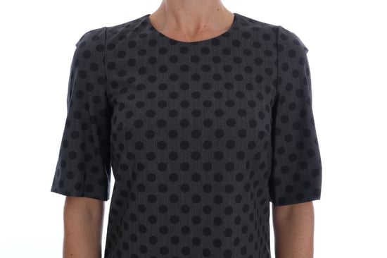 Dolce & Gabbana Grå Prickig Ull Stretch Klänning - Image 4