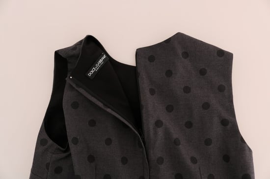 Dolce & Gabbana Grå Prickig Fodrad Ullen Klänning - Image 5