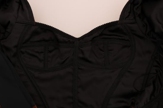 Dolce & Gabbana Svart Brun Blommig Brokad A-linjead Klänning - Image 6